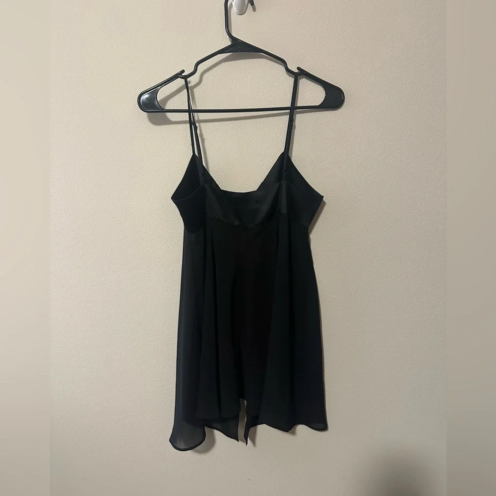 Y2K vintage Victoria’s Secret satin tie front babydoll top black 1999 size small - Picture 2 of 8